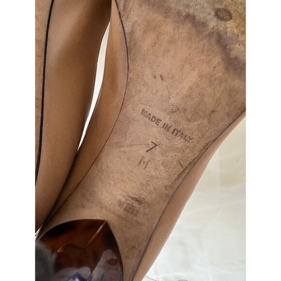 Michael Kors Neutral Nude Beige Leather Pointed toe Heels size 7 Made in Italy - Picture 11 of 11